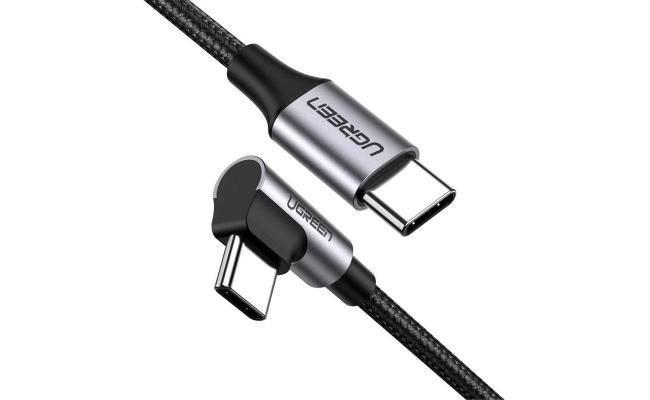 UGREEN US255 USB-C to 90° Angled USB-C Cable 1M – Gray/Black | 50123 UGREEN US255 USB-C to 90° Angled USB-C Cable 1M – Gray/Black | 50123